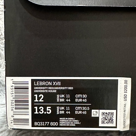 Red Lebron XVII, Men’s Size 12, ***LIKE NEW CONDITION*** - Picture 6 of 7